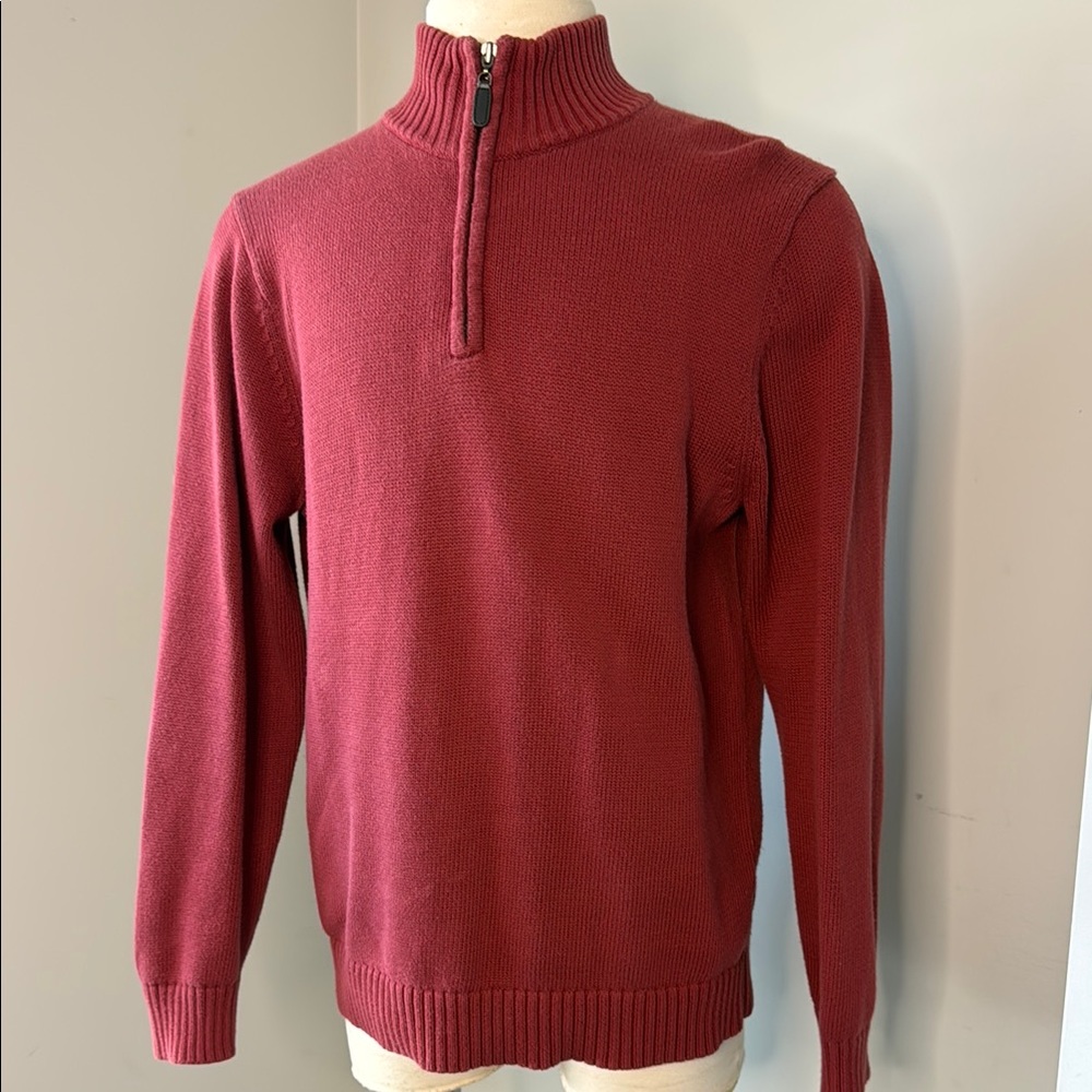 L.L. Bean Men’s 1/4 Zip Cotton Sweater Nantucket Red